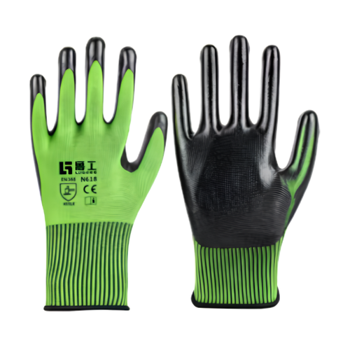 N618 Nylon Nitrile Dipped Work Gloves
