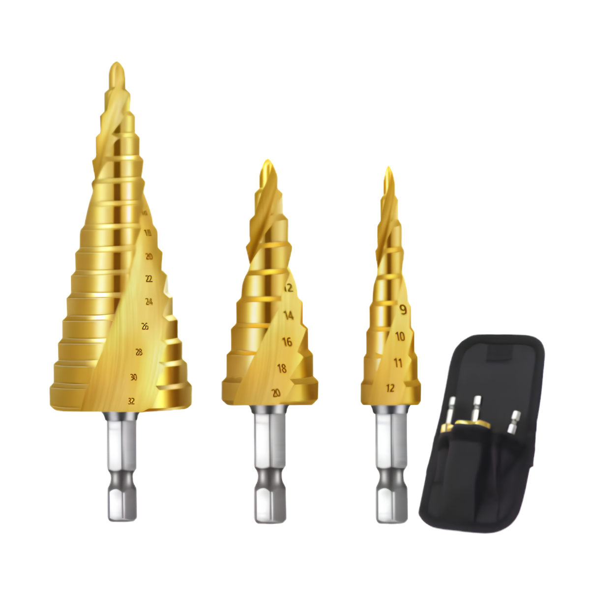 3-Piece HSS Titanium Step Drill Bit Set