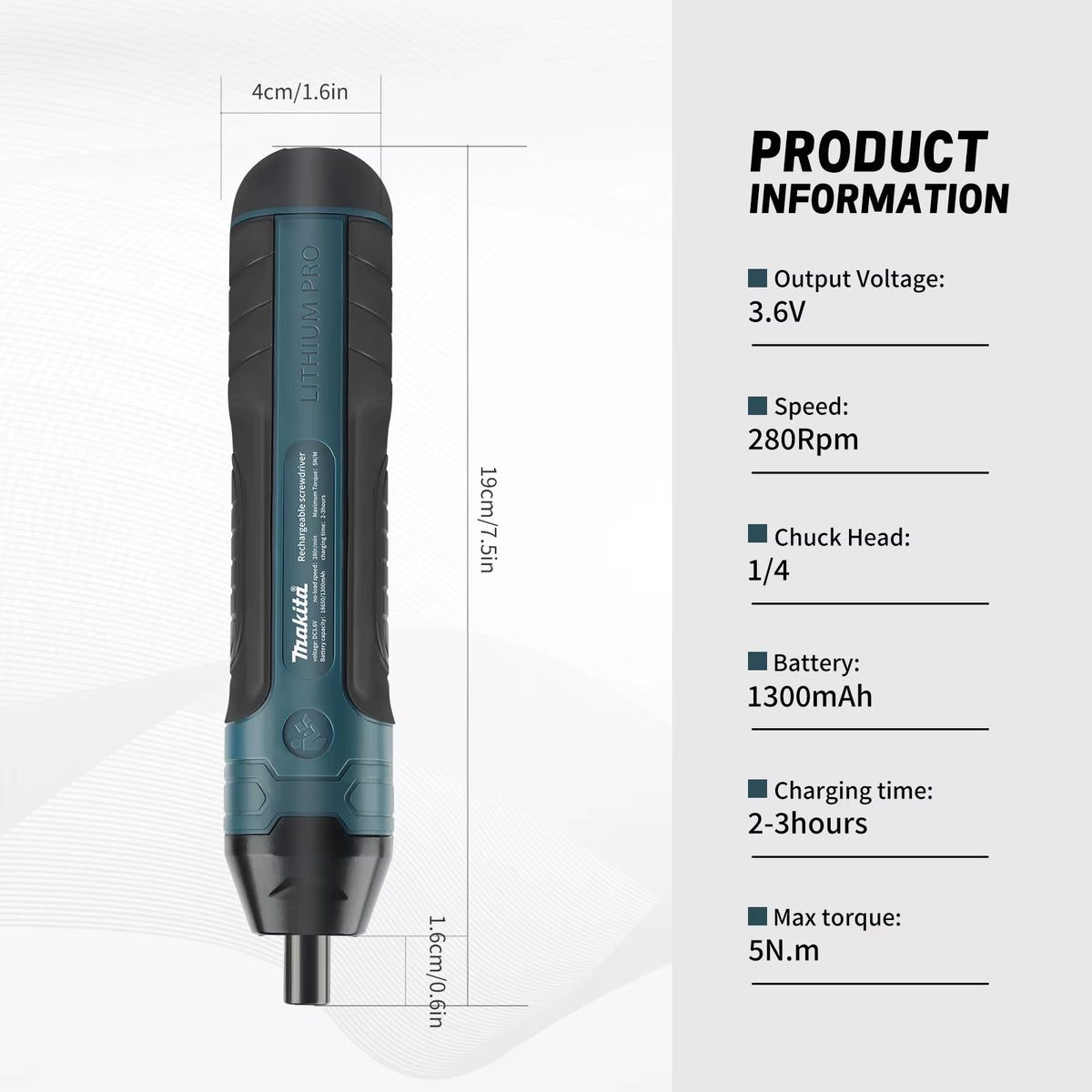 Electric Screwdriver 1300Mah Rechargeable Adjustable Drill USB Charging Port HT422