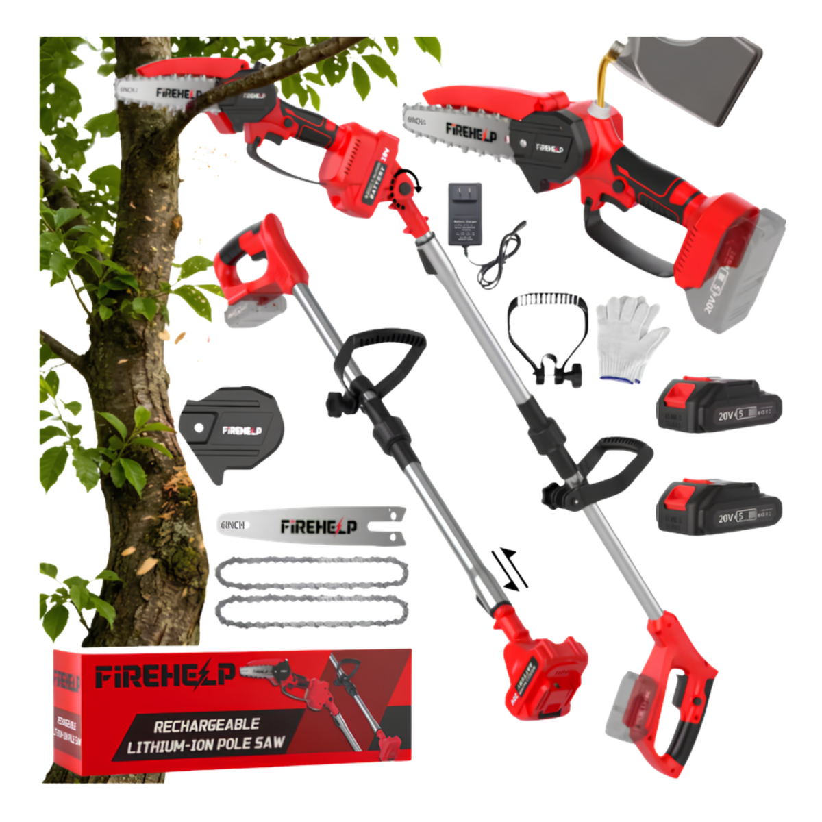 20V Telescopic Cordless Pruning Saw