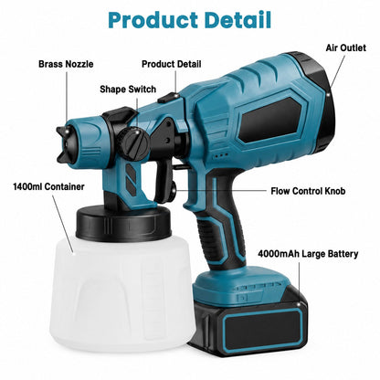 High-pressure  Cordless  Paint  Sprayer with 2  Batteries