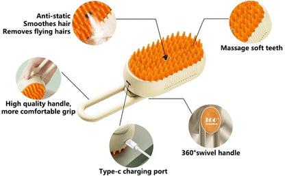 3 in 1 Pet Hair Removal Steam Comb